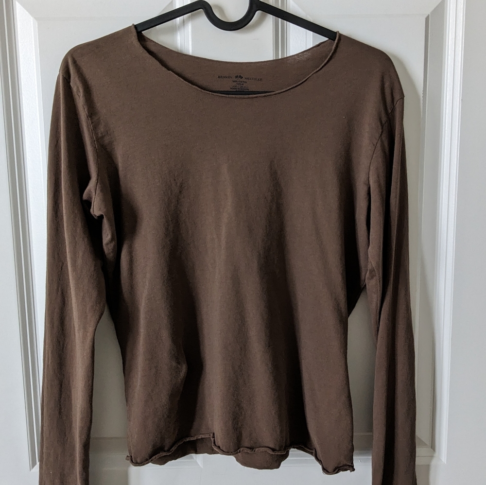 brown lettuce hem long sleeve